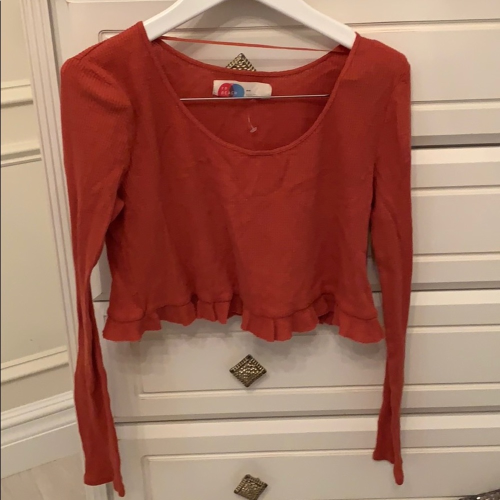 Free people beach orange thermal crop top